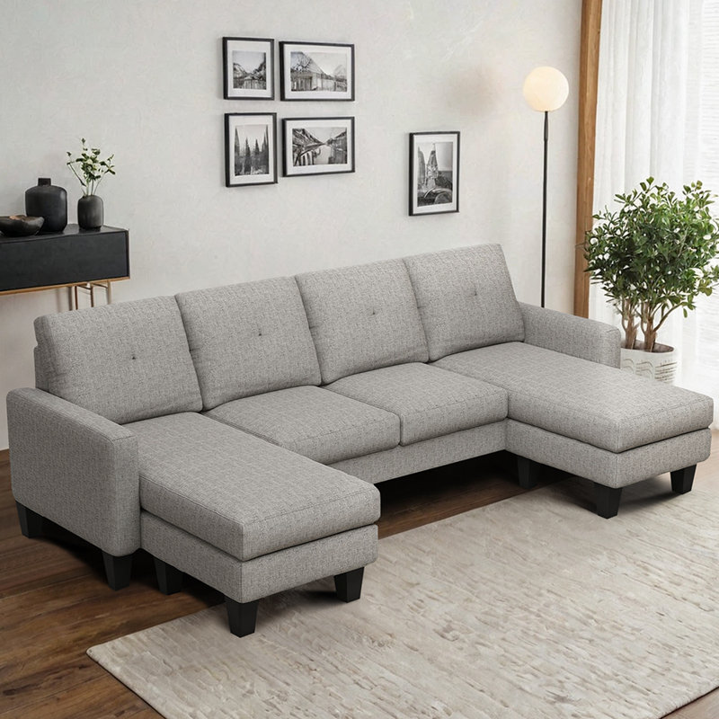 Canapé modulaire rembourré 3 pièces Rinje, Lin gris pâle