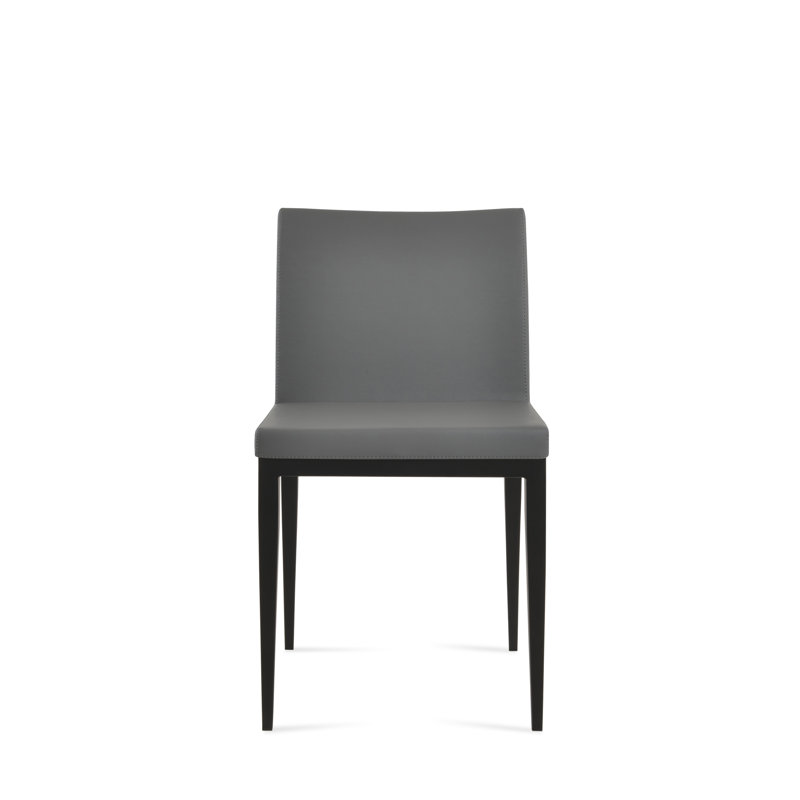 Chaise d'appoint Aria, Similicuir gris en microfibres de polyester et de , Noir