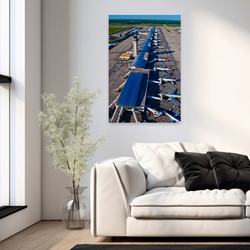 Aerial view of Detroit Metro Airport Michigan USA 1 Piece Wrapped Canvas Wall Art, 91.44cm H x 60.96cm W