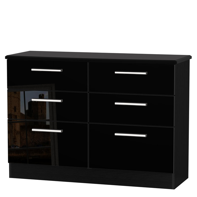 Yvette 4 Piece Bedroom Set, Black / Black