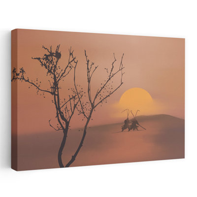 Coucher de soleil dans le désert : paysage dramatique, éthéré et mystique