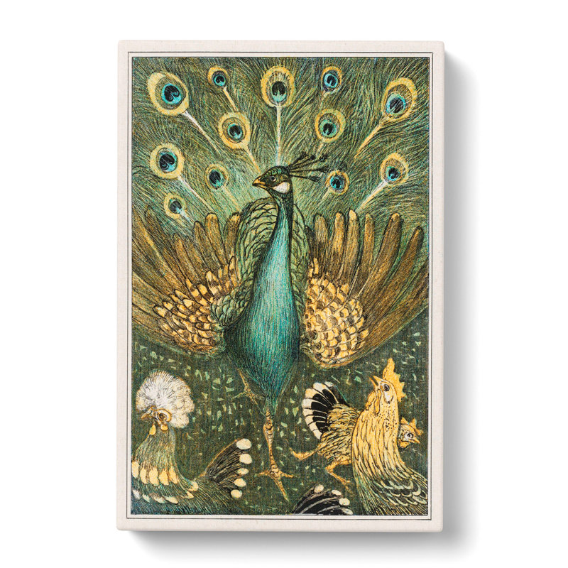 Peacock With Chickens by Theo Van Hoytema - Wrapped Canvas, 50cm H x 35cm W x 3cm D