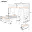 Lit superposé simple au-dessus d'un lit double en bois avec six tiroirs et tablettes flexibles, lit inférieur à roulettes, blanc