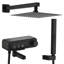 Système de douche à pluie 3 fonctions, fixation murale avec bec pliable, noir mat-118735057