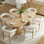 Ensemble de table de salle à manger moderne extensible ovale avec chaises rembourrées Boucle-1736354220