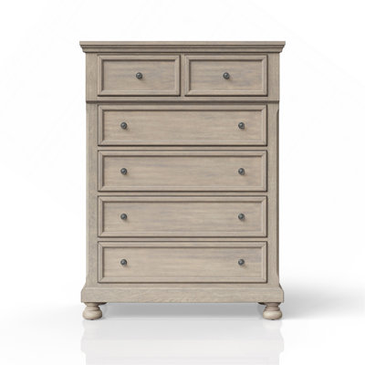 Commode 5 tiroirs en bois gris antique