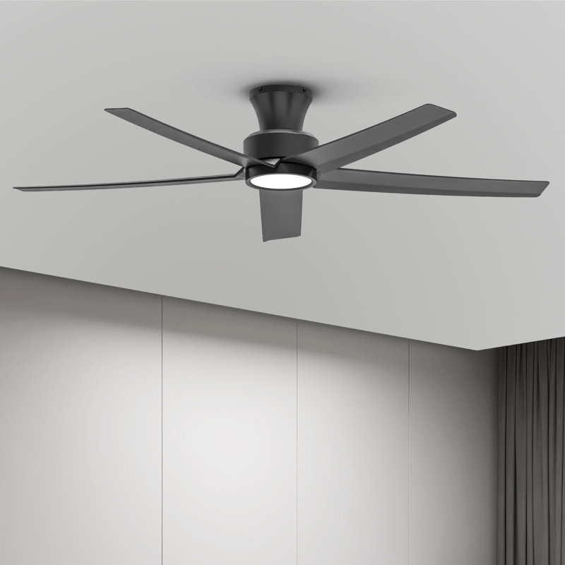 52-inch Elvert Flush Mount Ceiling Fan with LED Lights, Black
