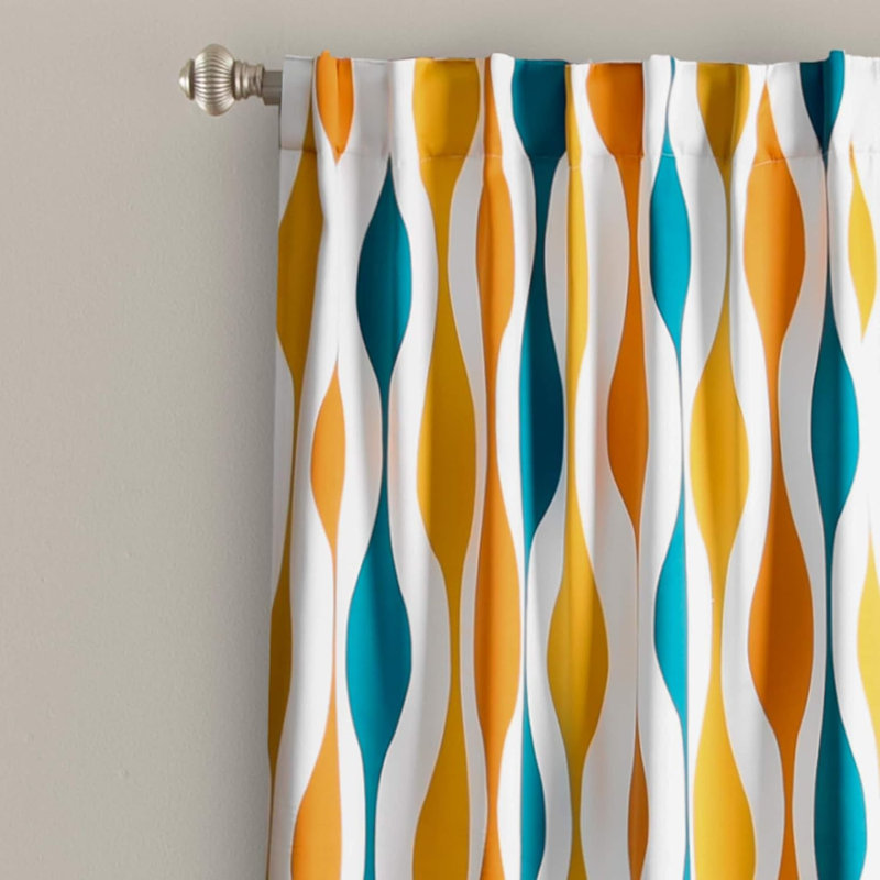 Curtain, Blue/Yellow/White