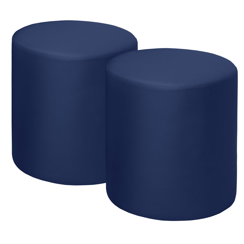 Regency Logan Round Stool Ottoman, Navy Blue