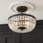 Lustre semi-encastré noir à 3 lumières de 30 cm (12 po), en cristal K9, culot E12, idéal pour chambre, entrée, couloir, salle de bain ou salle à manger. Ampoules non incluses.