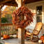 Couronne d'automne artificielle de 55 cm avec baies, couronne rustique de feuilles d'olivier artificielles pour porte d'entrée, décoration automnale de style ferme