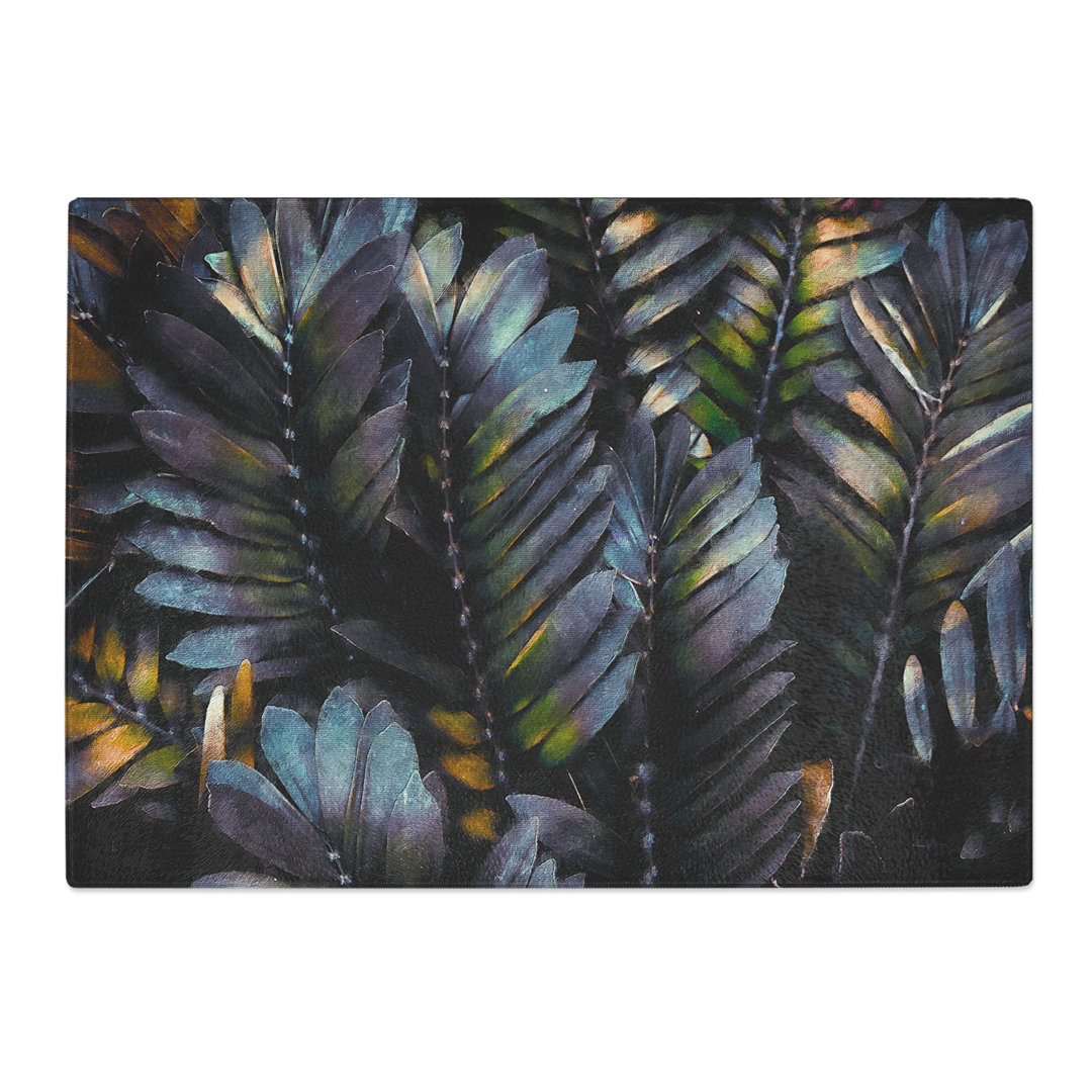 Tempered Glass Plant Leaves Chopping Board