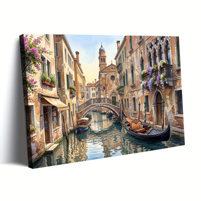 "Venice Canal Gondola", art sur toile tendue, prête à être accrochée
