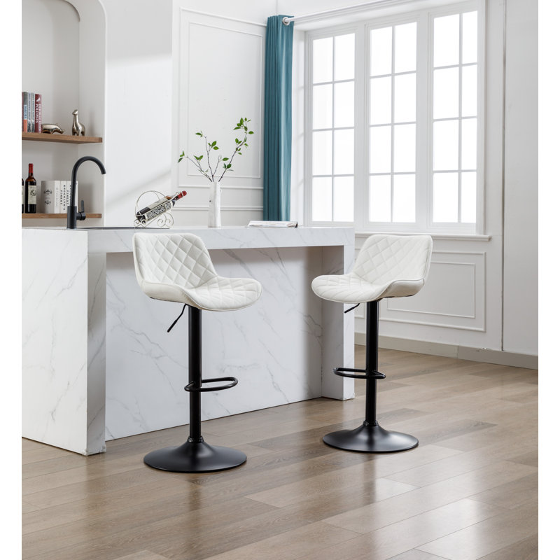Tabouret tournant à hauteur réglable Henry, Blanc