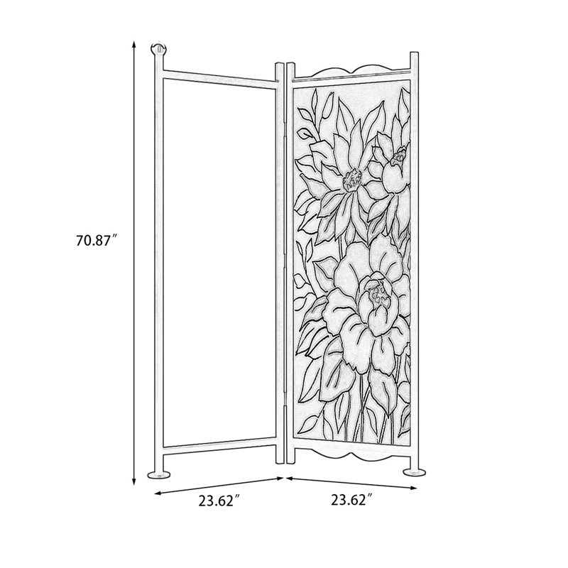 Cloison pliante 1 pièce, H 70,87 po x l 47,24 po x P 1,57 po