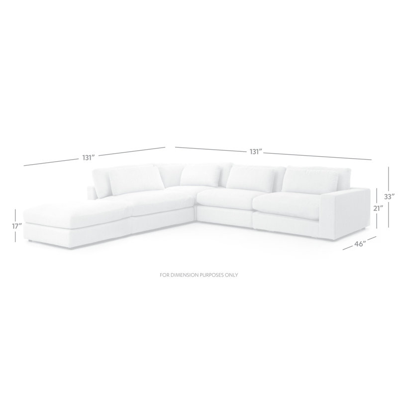 Bloor 4PC LAF Sectional W/ Ottoman-Essence Natural, Left Arm Facing, Essence Natural