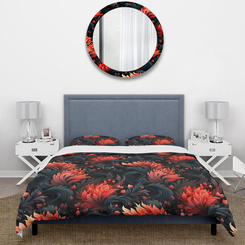 Ensemble de housse de couette à motif floral en microfibre Rashanti Ember Twilight Moody