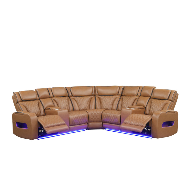 Faux Leather Reclining Sectional