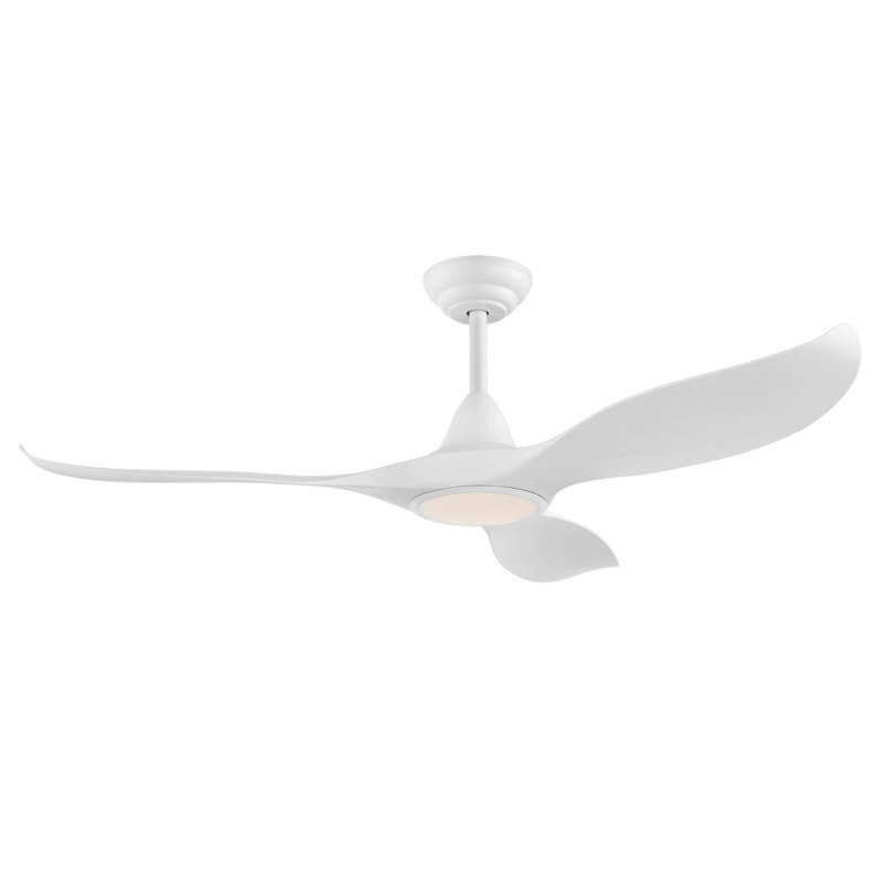 Deramus 132cm Ceiling Fan with LED Lights, White, White