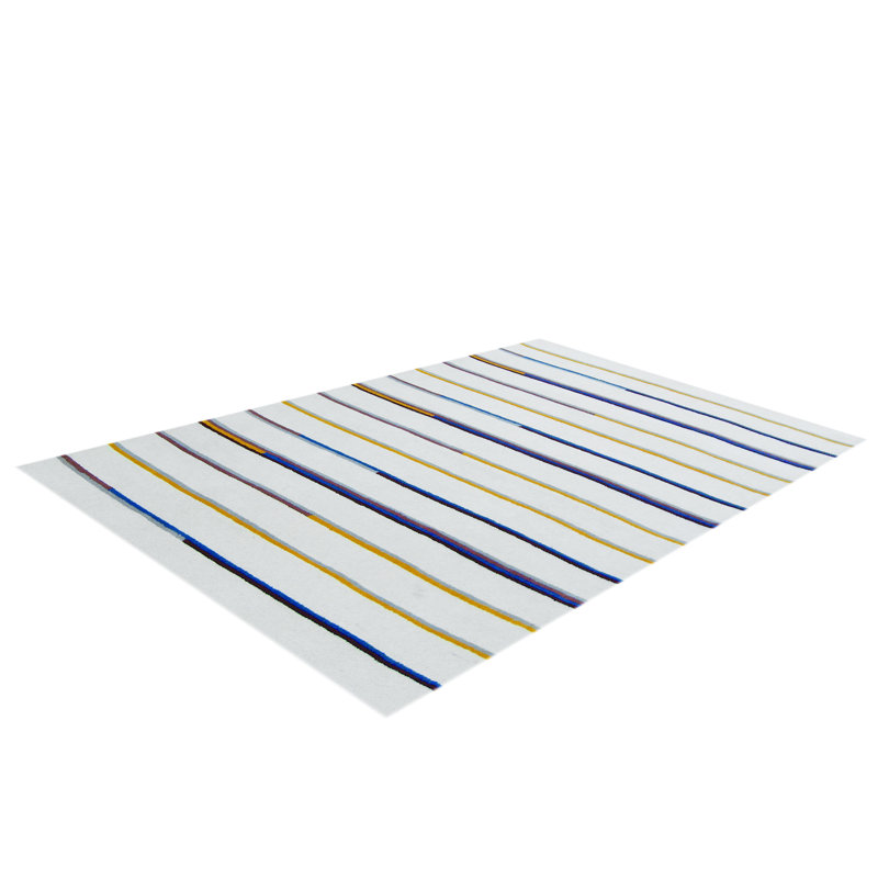 Striped Wool Hand Woven Area Rug, Rectangle 153 x 244cm