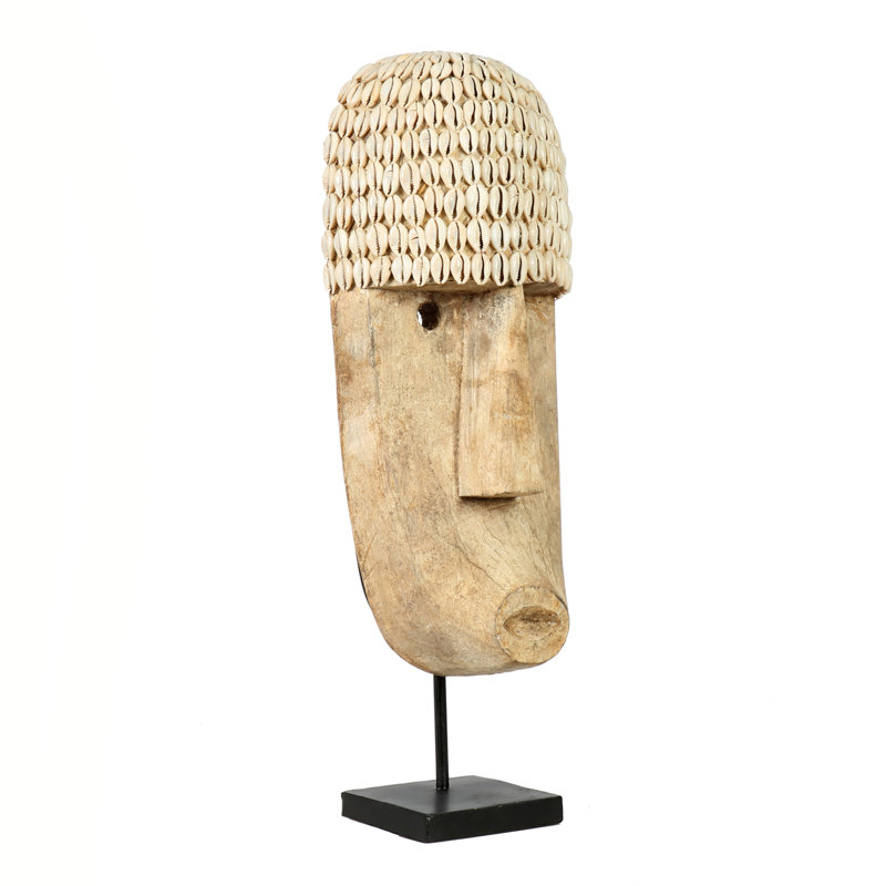 The Cowrie Mask on Stand, 50cm H x 12cm W x 22cm D