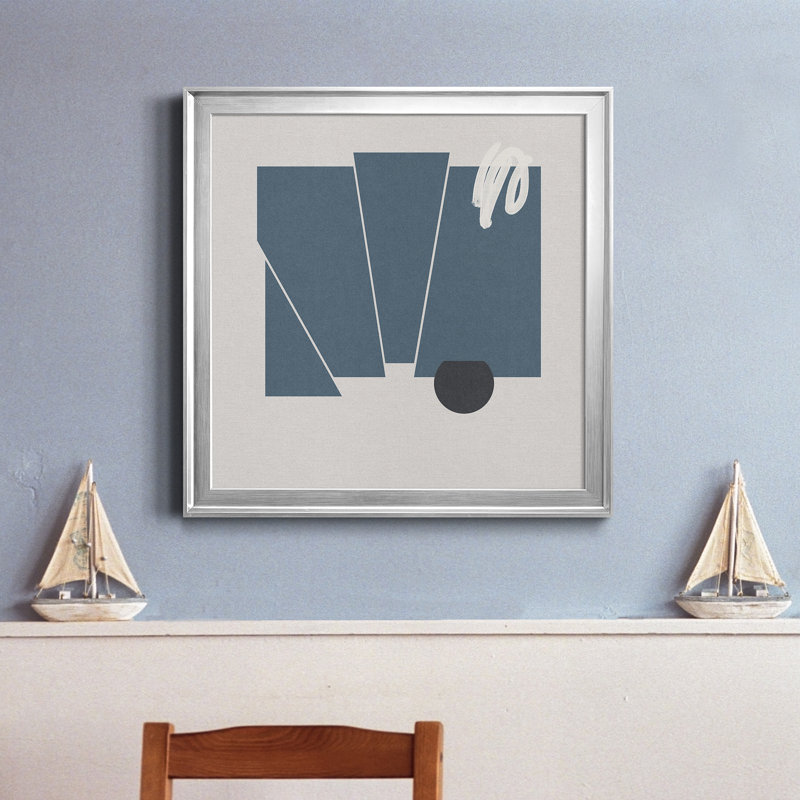 «Blue Felt IV», reproduction encadrée de qualité supérieure - prête à être accrochée, H 22,5 po x l 22,5 po x P 1,5 po, Blanc