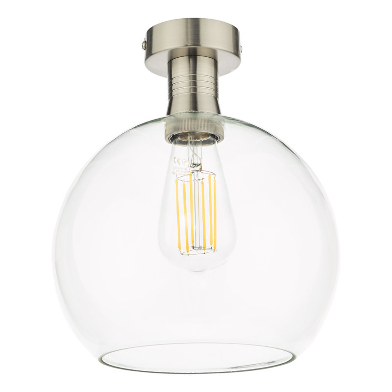 EMERSON 1LT SEMI FLUSH CW ROUND CLEAR GLASS, Antique Chrome