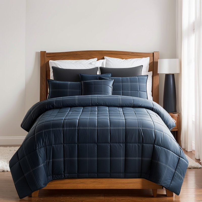 Navy Plaid Duvet Cover Modern Comfort