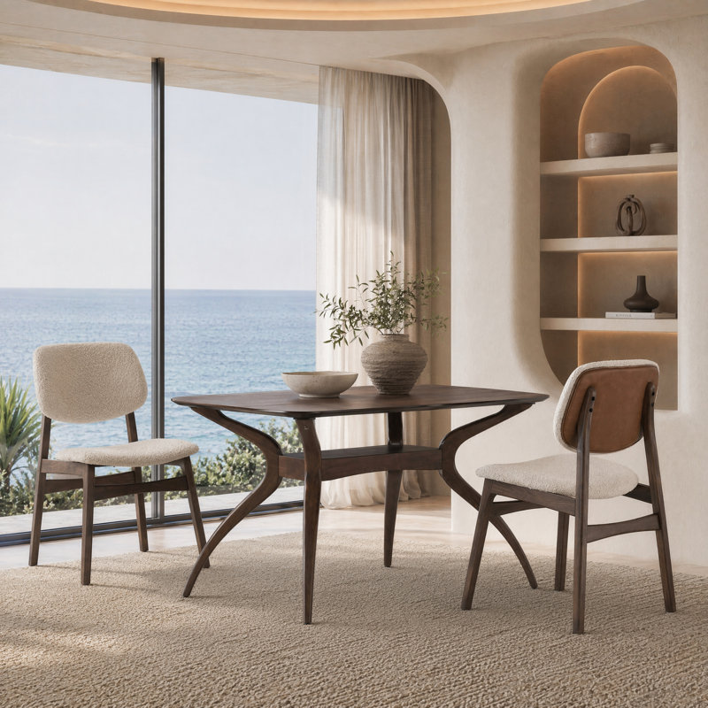 Aria Sculpted Wood Dining Table, Walnut