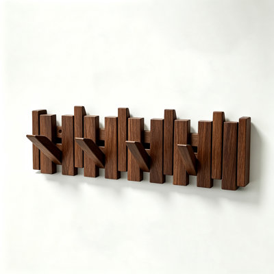8 Hook Wood Piano Coat Rack, Wall Mounted Coat Rack for Entryway, Bedroom