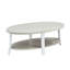 Table basse ovale en bois à finition blanche avec tablette pratique et élégante-2116041158