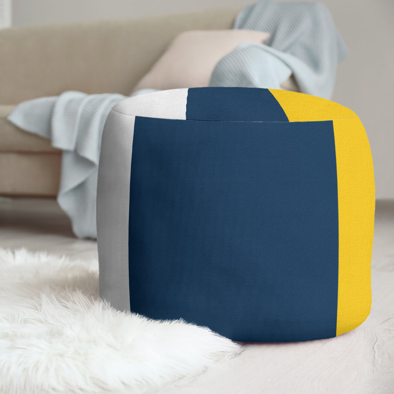 Repose-pieds repose-pieds rond 20,5" new velours, White/Blue/Yellow