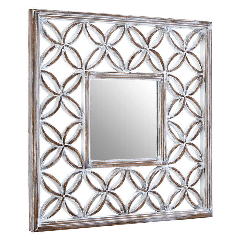 Ferrara Solid Wood Concave Wall Mirror, Antique White