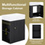 Rangement autoportant pour salle de bain de 20 po avec lavabo simple, meuble-lavabo compact étroit avec porte à motif de losanges, poignée dorée, tablettes latérales et barre à serviettes-1513015110