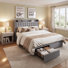 3-Piece Bedroom Set With Storage Platform Bed And 2 Fluted Nightstands