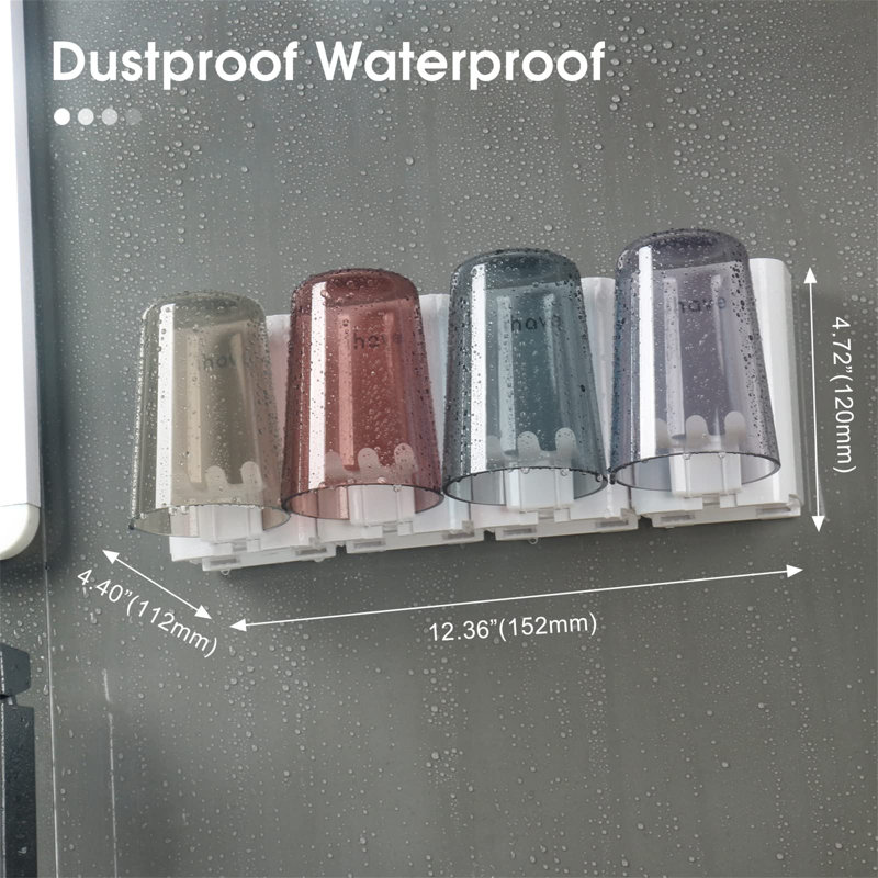 Porte-brosse à dents mural avec distributeur de dentifrice, 4 tasses