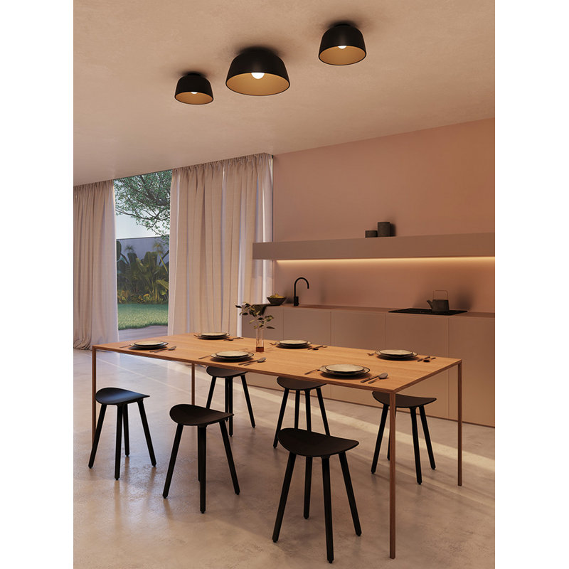 Miso 1 - Light Semi Flush Mount, 7" H x 11.31" W x 11.31" D, Black/Gold