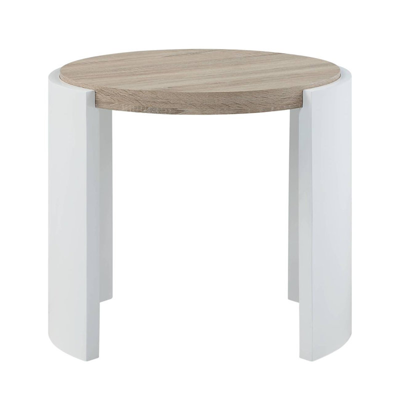 Charmante table de bout en chêne et blanc brillant pour une décoration polyvalente