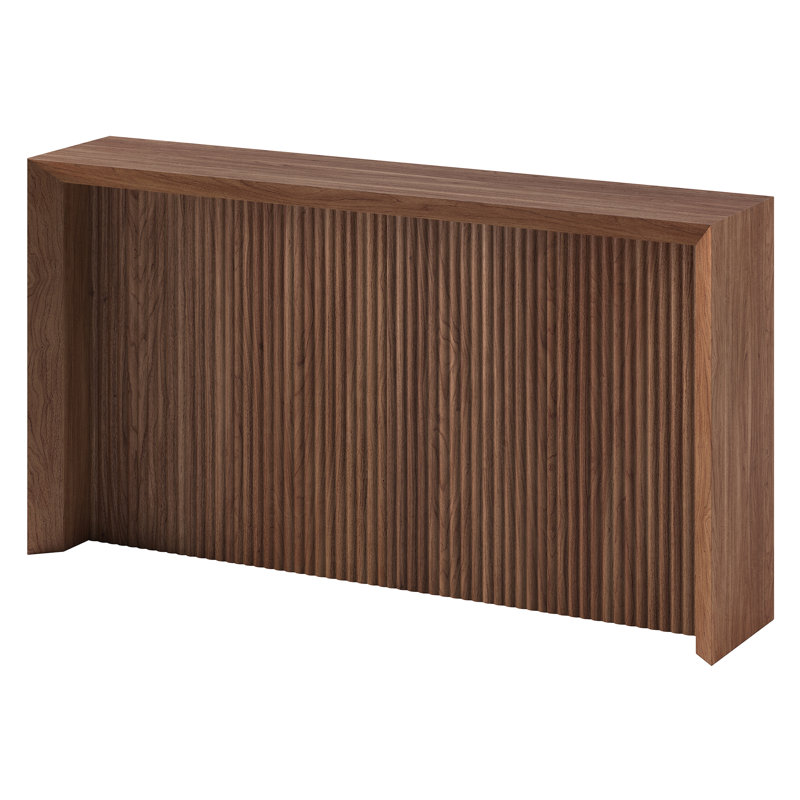 Adelma 56" Wide Rectangular Fluted Console Table, Satin Walnut