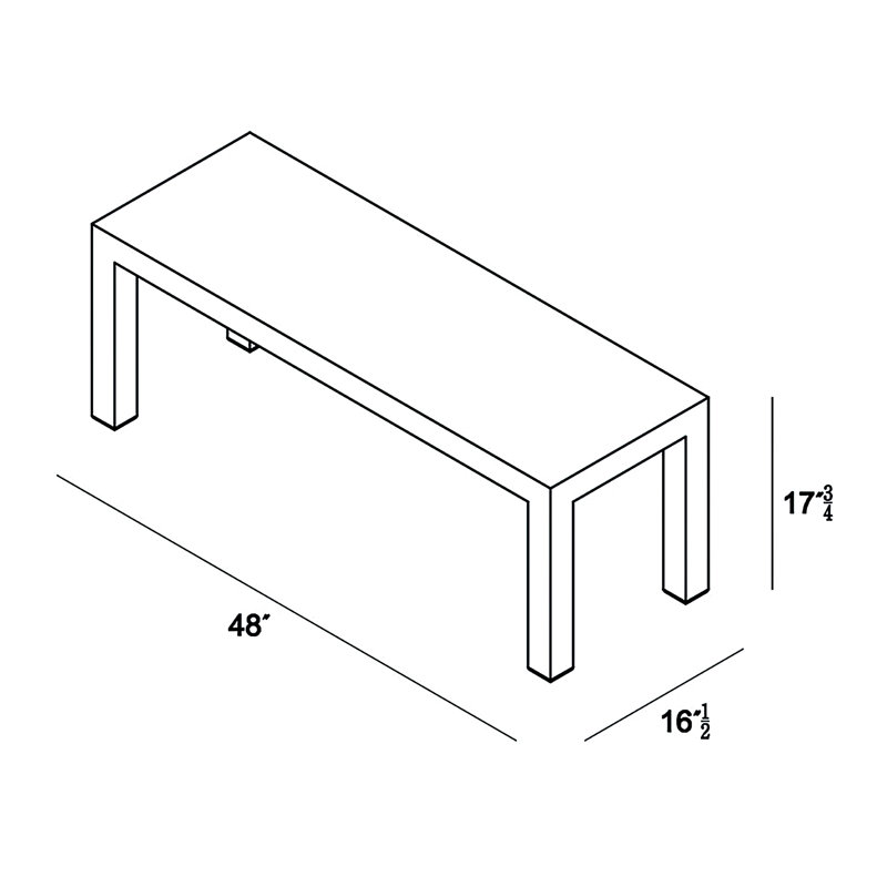 Banc de salle à manger en osier Buckholtz, Argent coulé Sunbrella®