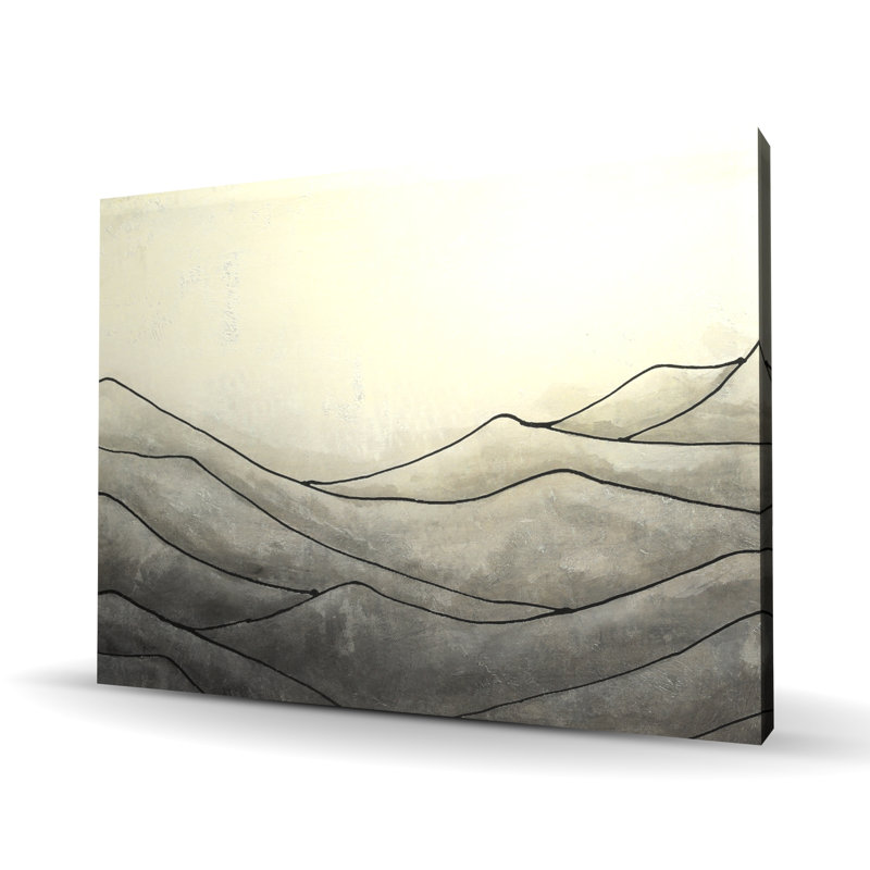 Desaturated Waves - Contemporary Gray Canvas for Home Decor