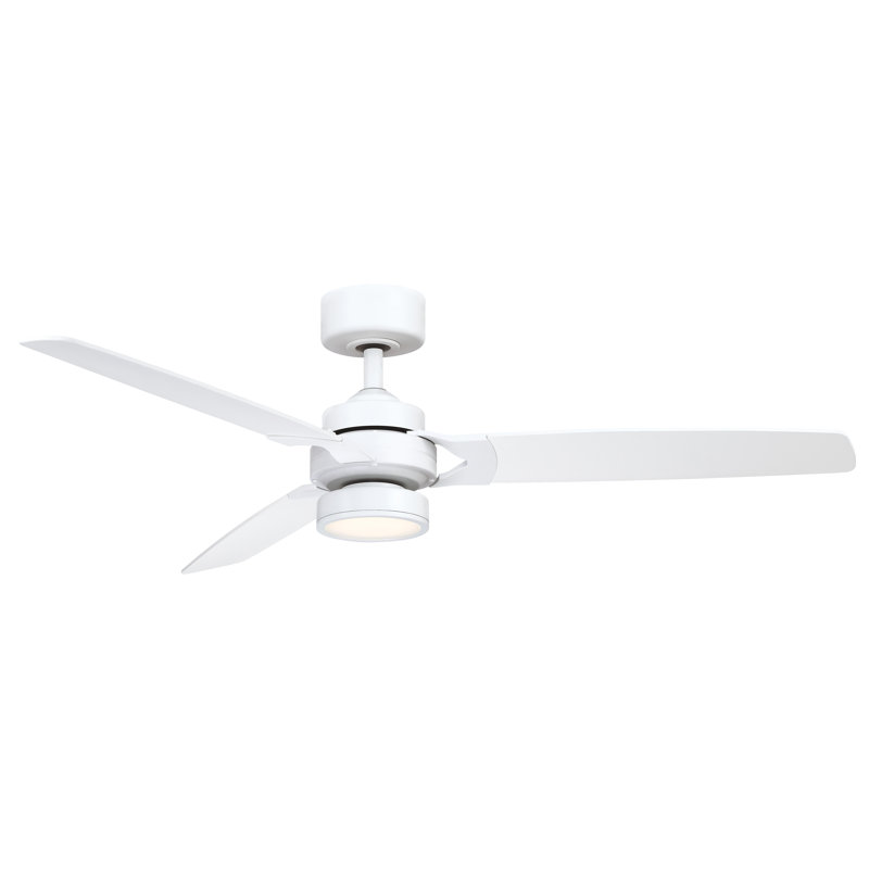 Amped 52 inch Indoor Ceiling Fan with LED Light Kit - Matte White with Matte White blades, Matte White