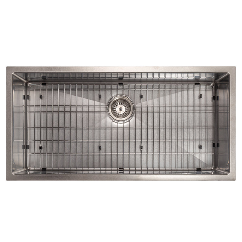 DuraSnow® ZLINE 36" Meribel Undermount Single Bowl Fingerprint Resistant Stainless Steel Kitchen Sink with Bottom Grid