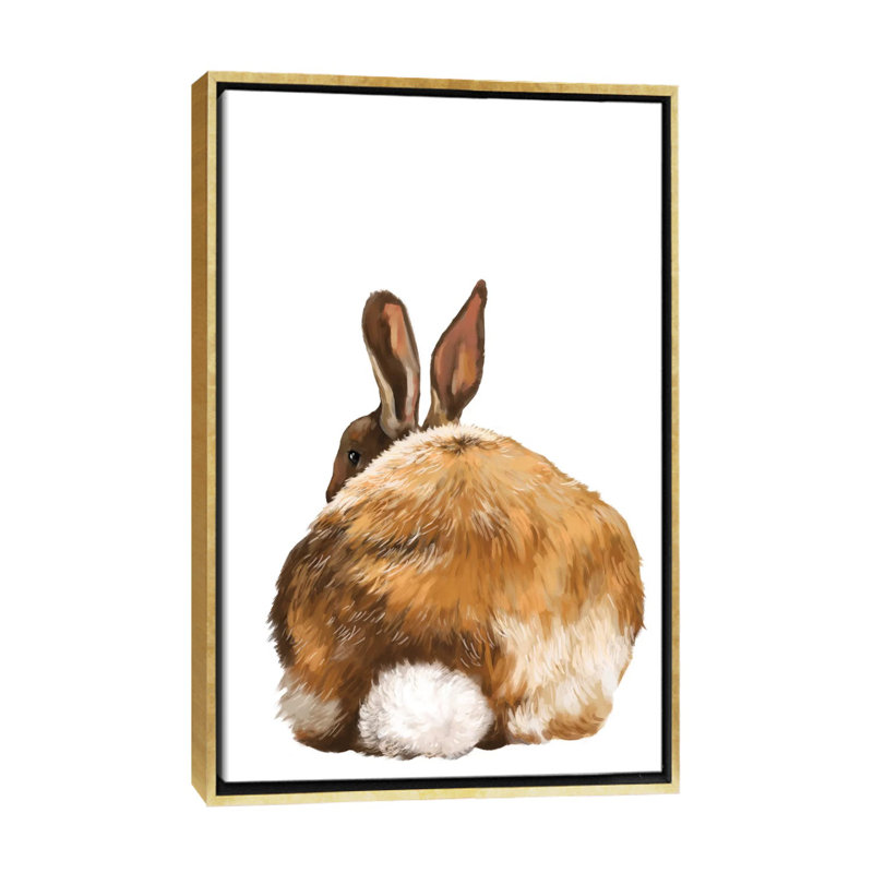 Art de lapin, H 40 po x l 26 po x P 1,5 po, Toile encadrée d'or