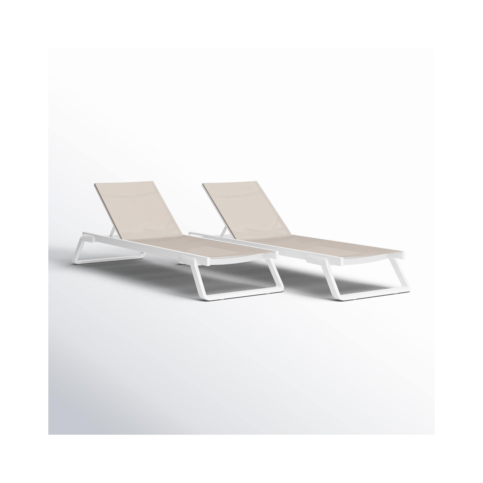 Holli 28.34'' Outdoor Chaise Lounge, White/Taupe