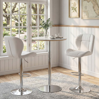 3PCS Bar Set With Adjustable Swivel Stools And Easy-Clean Table For Home And Commercial Use