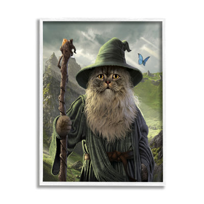 Az-215-Framed " Fantasy Wizard Cat " by Vincent Hie