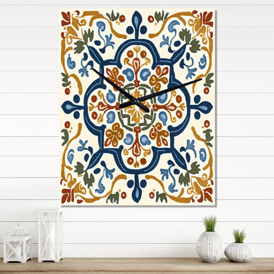 Mediterranean Tiles In Retro IV - Abstract Tile Wall Clocks