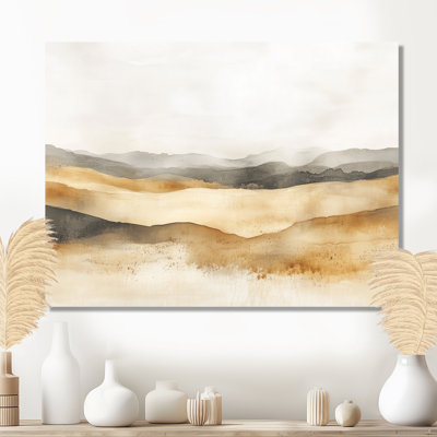 «Neutral Abstract Field Layers - Paysage mural en métal, impression de chalet en métal