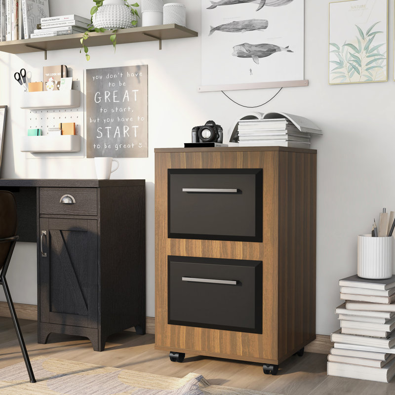 Kettering 21.02'' Wide 2 -Drawer Mobile File Cabinet, Light Walnut